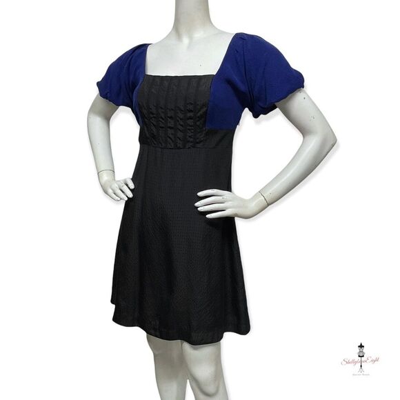 ANTHROPOLOGIE Moulinette Soeurs Bolero Silk Dress Pouf Slv Retro Fit Flare 2 XS - Picture 6 of 14